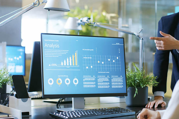 Statistical Growth Showing on Personal Computer Screen.