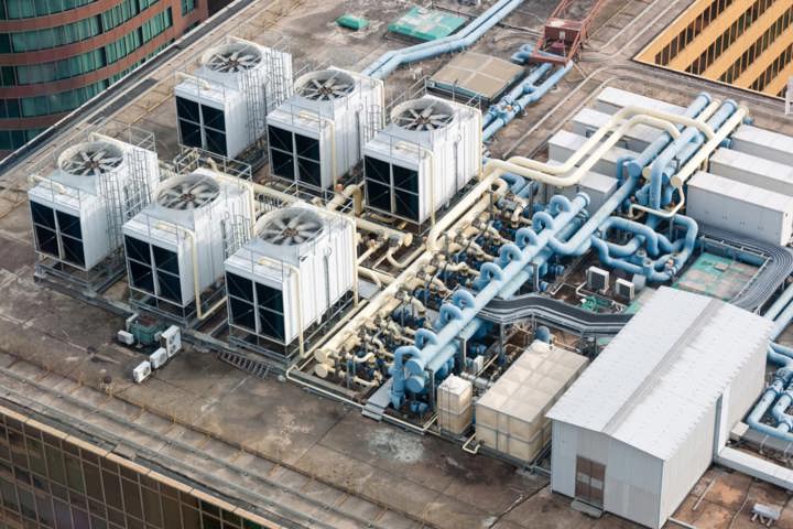 HVAC systems on a building roof